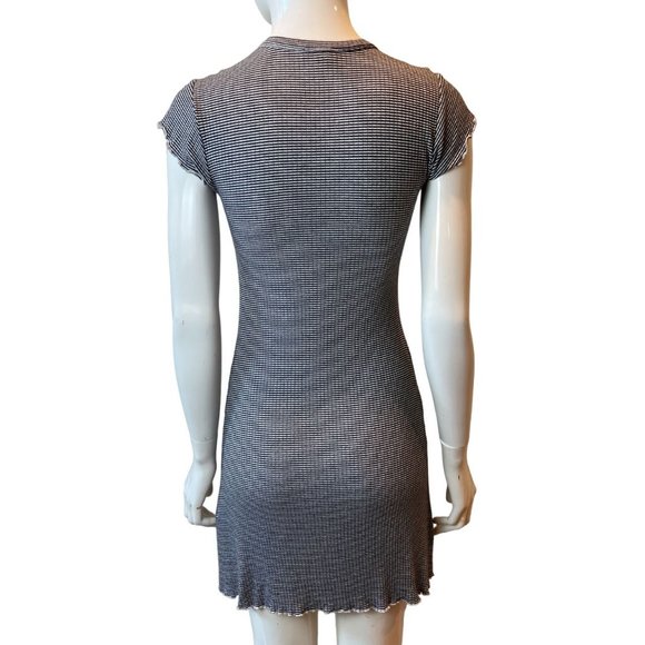 Express Womens Striped Knitted Sheath Dress Flutter Sleeve Black White Size XXS - Picture 3 of 8